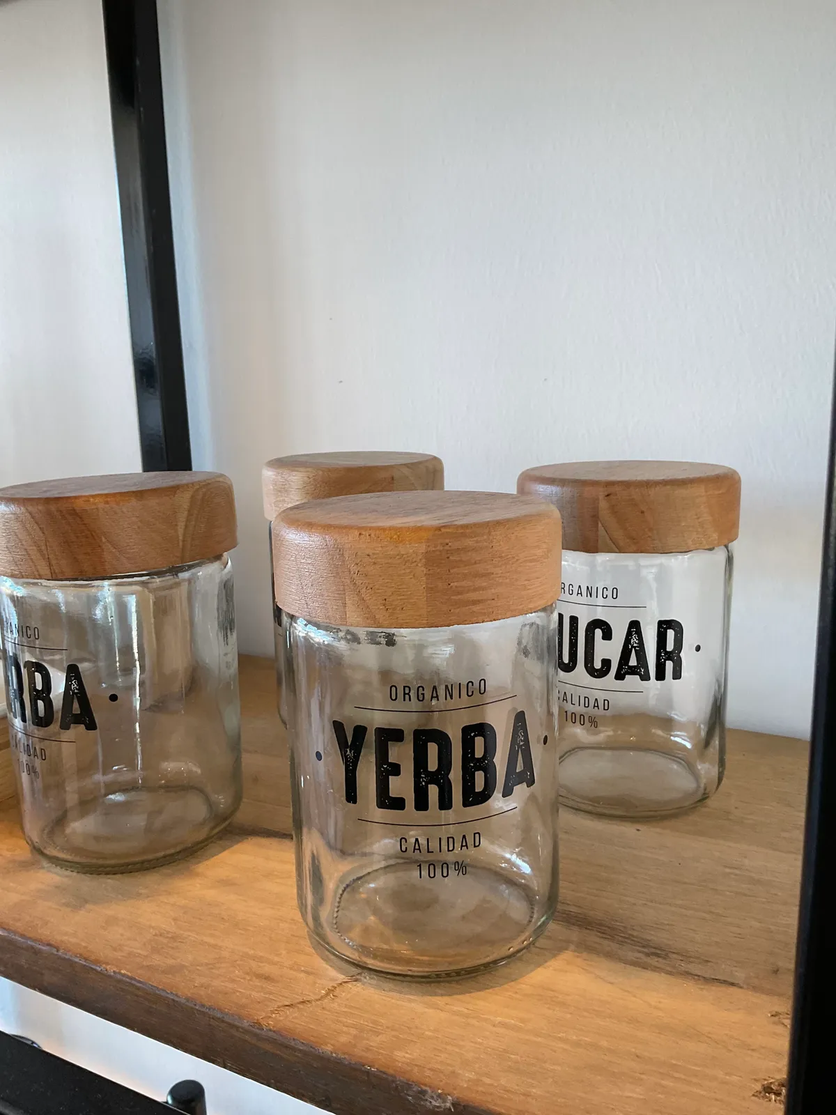 Frasco Vidrio Tapa Madera Yerba